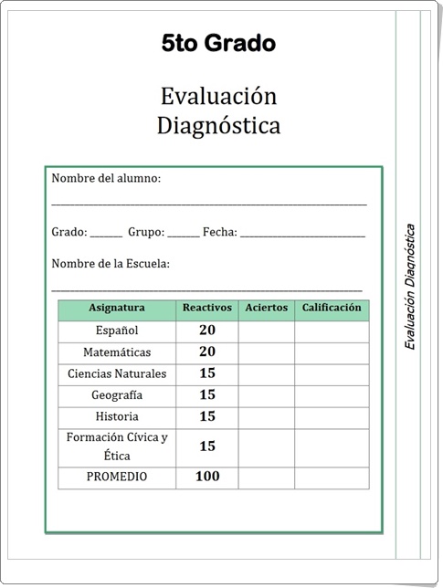 "Evaluación inicial diagnóstica de 5º Nivel de Educación Primaria" (Prueba Multidisciplinar)