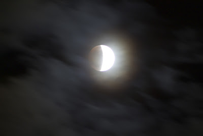 lunar eclipse through clouds