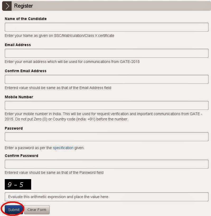 Gate 2015 candidates registration Gate 2015 candidates registration