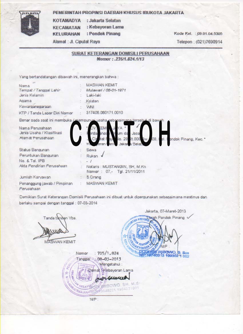 contoh surat keterangan domisili wood scribd indo