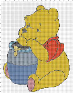 Winnie the pooh eating honey cross stitch pattern