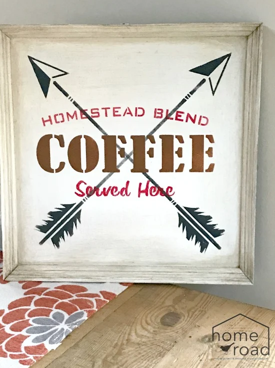 rustic stained arrow coffee sign