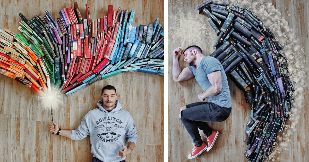 Guy Creatively Arranges His Huge Library of Books Into Artistic Scenes Guy Creatively Arranges His Huge Library of Books Into Artistic Scenes