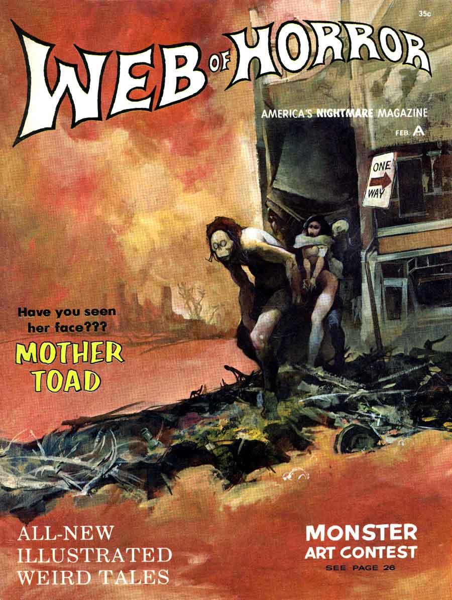 Jeff Jones bronze age 1960s horror cover art painting - Web of Horror #2
