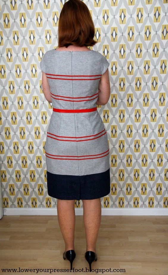 New Look 6968 grey fitted sheath dress skirt makeover www.loweryourpresserfoot.blogspot.com