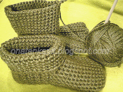 Winter crocheted slippers boots