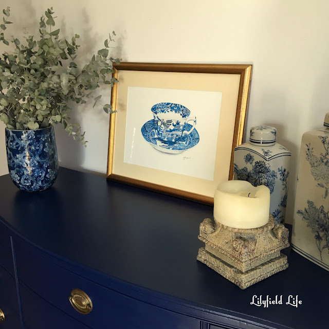 navy blue painted serpentine drawers by Lilyfield Life