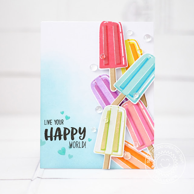 Sunny Studio Stamps: Perfect Popsicles Happy Rainbow Popsicle Card by Lexa Levana