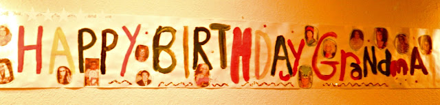 Happy Birthday Grandma Banner Homemade Painted Grandchildren