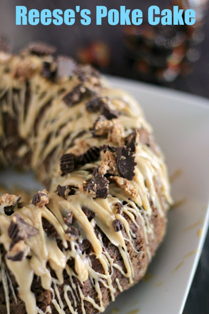 Enjoy the classic chocolate and peanut butter Reese's peanut butter cup combo in bundt cake form. This poke cake is easy to make and will leave a lasting impression! Enjoy the classic chocolate and peanut butter Reese's peanut butter cup combo in bundt cake form. This poke cake is easy to make and will leave a lasting impression!
