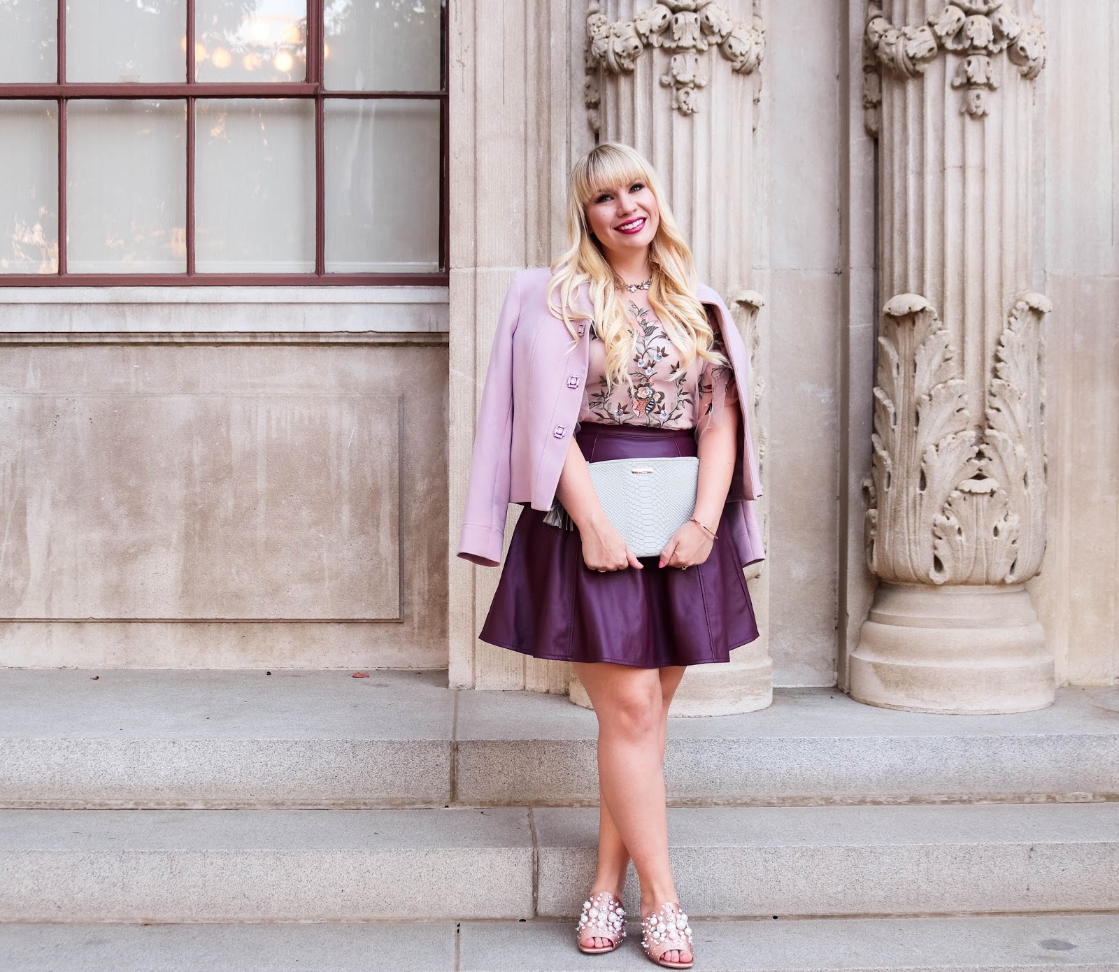 Pink and Plum Outfit Idea for Fall