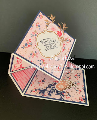 Stampin' Up! Everything Is Rosy diamond easel card by Angela Lovel, Angela's PaperArts