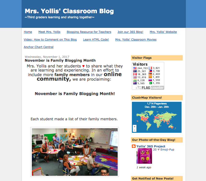 Screenshot of Yollis class blog