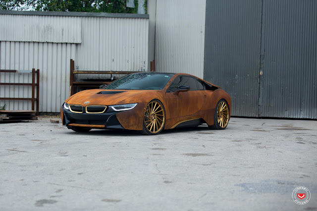 Rusted BMW I8 on Gold Vossen Forged Wheels