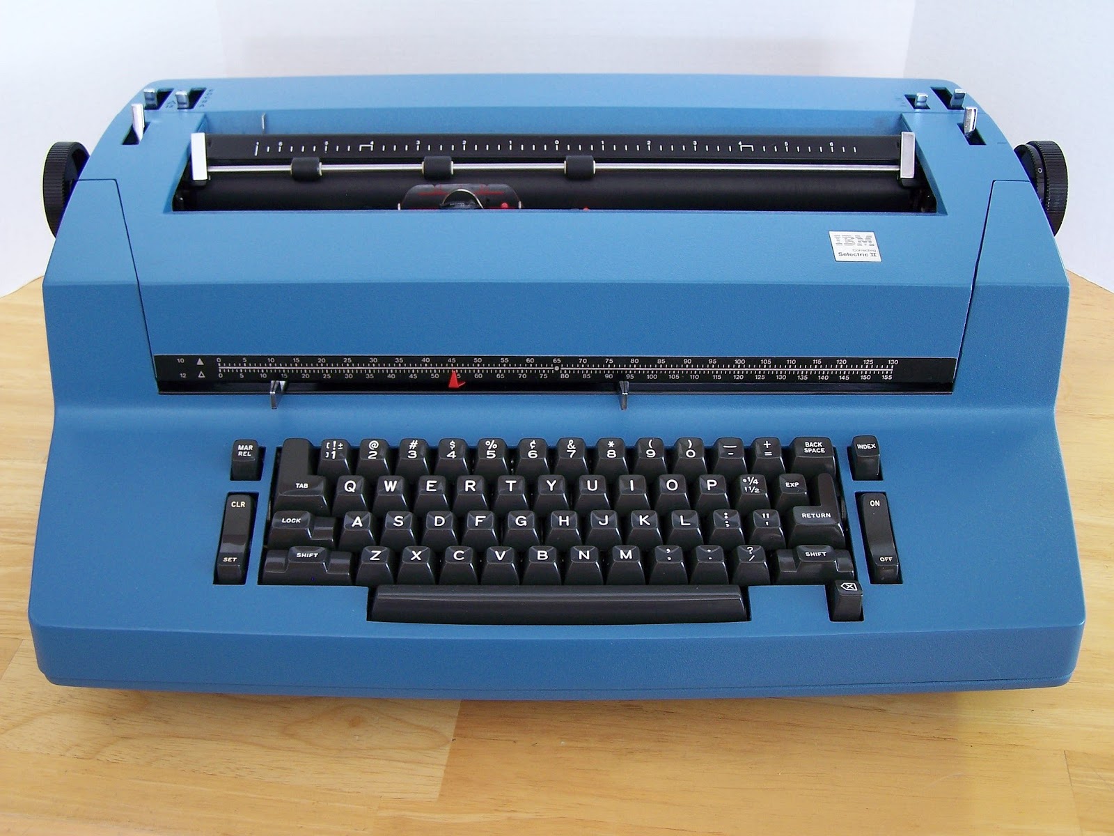 blue typewriter keyboard