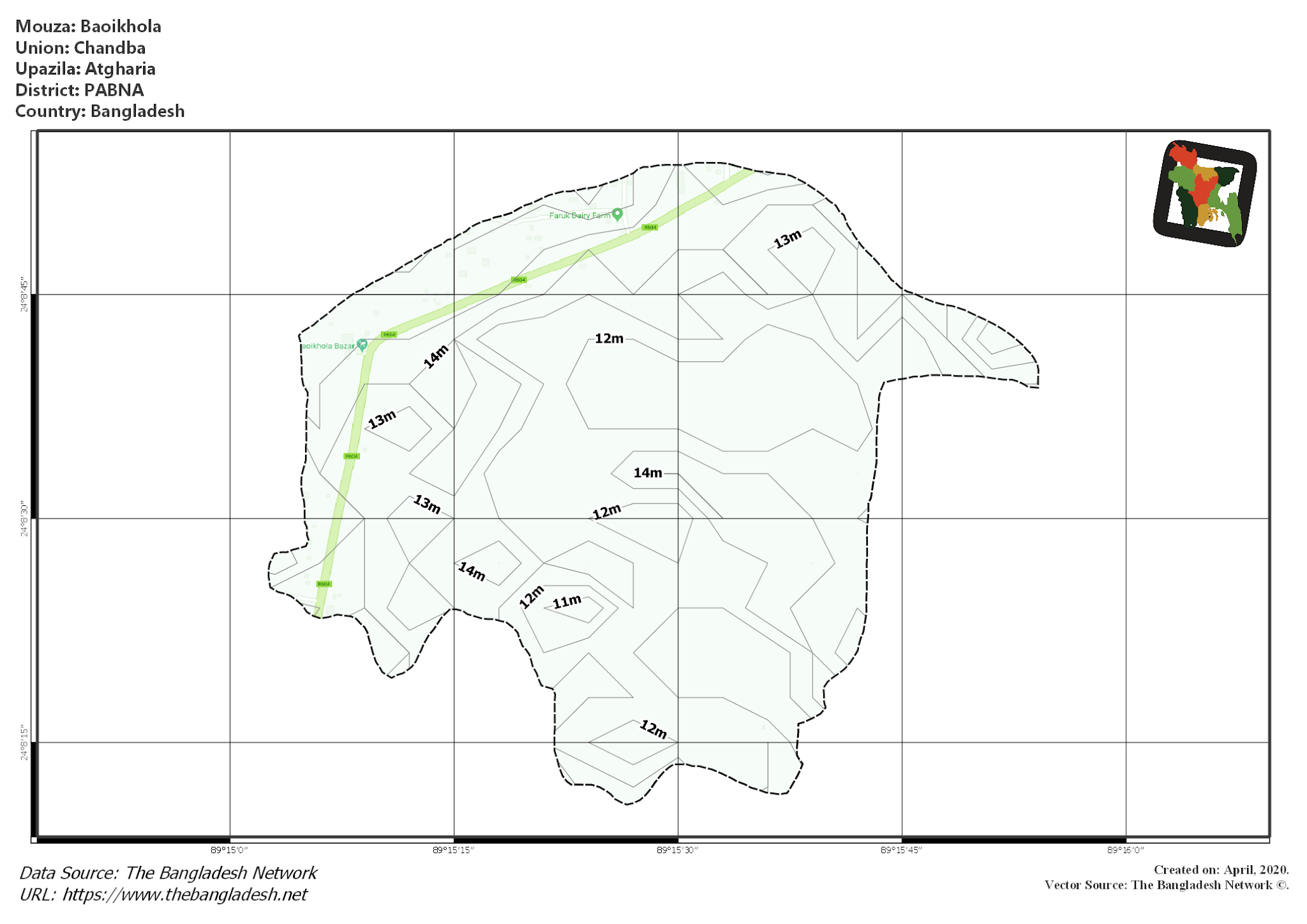 Map of Baoikhola Mouza of Atgharia Upazila, PABNA Map of Baoikhola Mouza of Atgharia Upazila, PABNA, Bangladesh.
