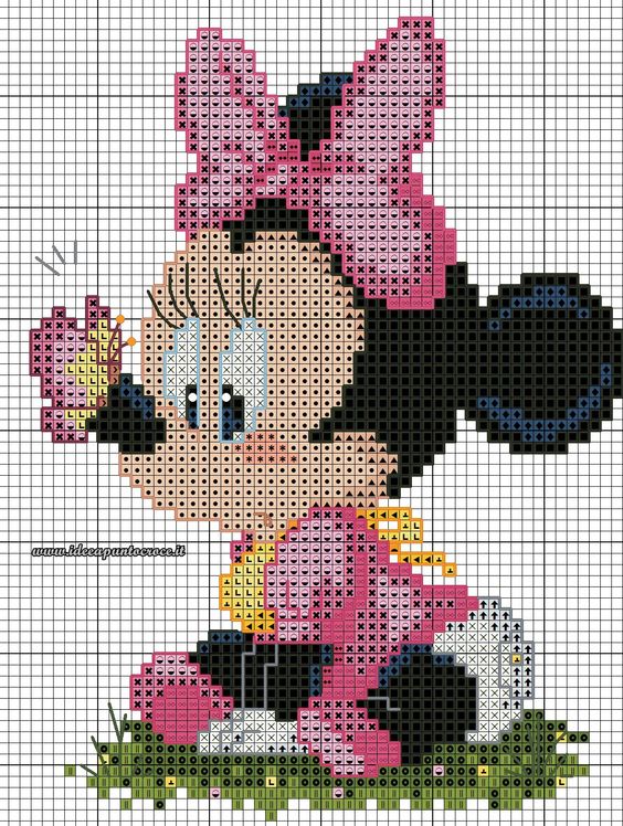 Minnie Em Ponto Cruz Pequena Dinha Ponto Cruz: Minnie Mouse em ponto cruz