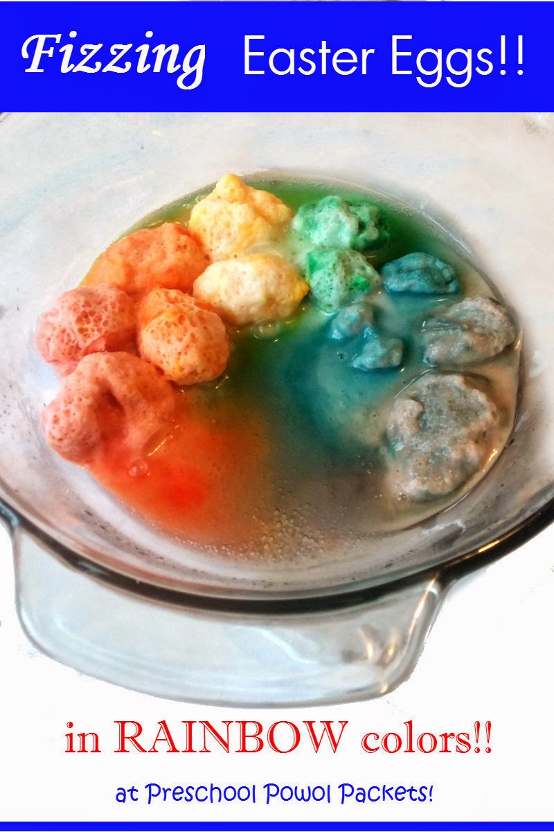 Fizzing Rainbow Easter Eggs Science Experiment!! Preschool Powol Packets