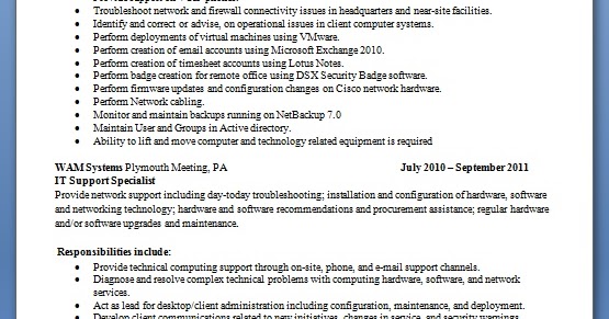 computer hardware and networking resume format