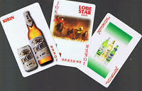 a lot of 3 liquor-related playing card jokers bought on ebay