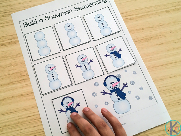 snowman sequencing activity with scissor practice