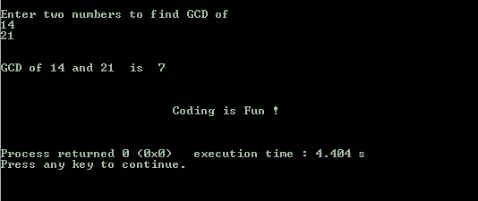 C Program to find GCD of two Numbers using Recursion - Coding is Funny