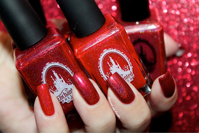 Comparative of Red Holographic Nail Polishes from Enchanted Polish