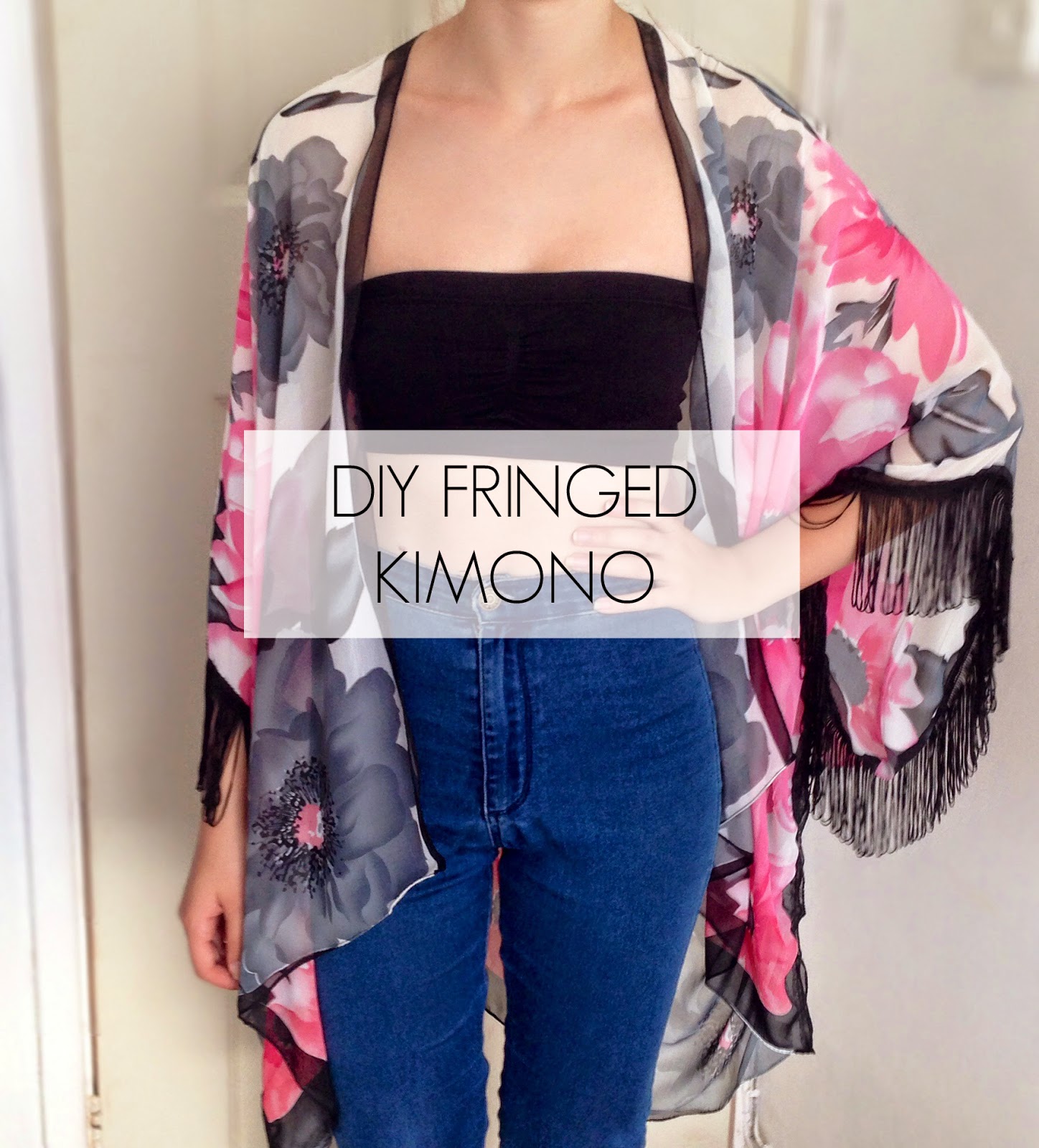 DIY Fringed Sleeve Kimono Using a Scarf- Easy | Handmade with Paige