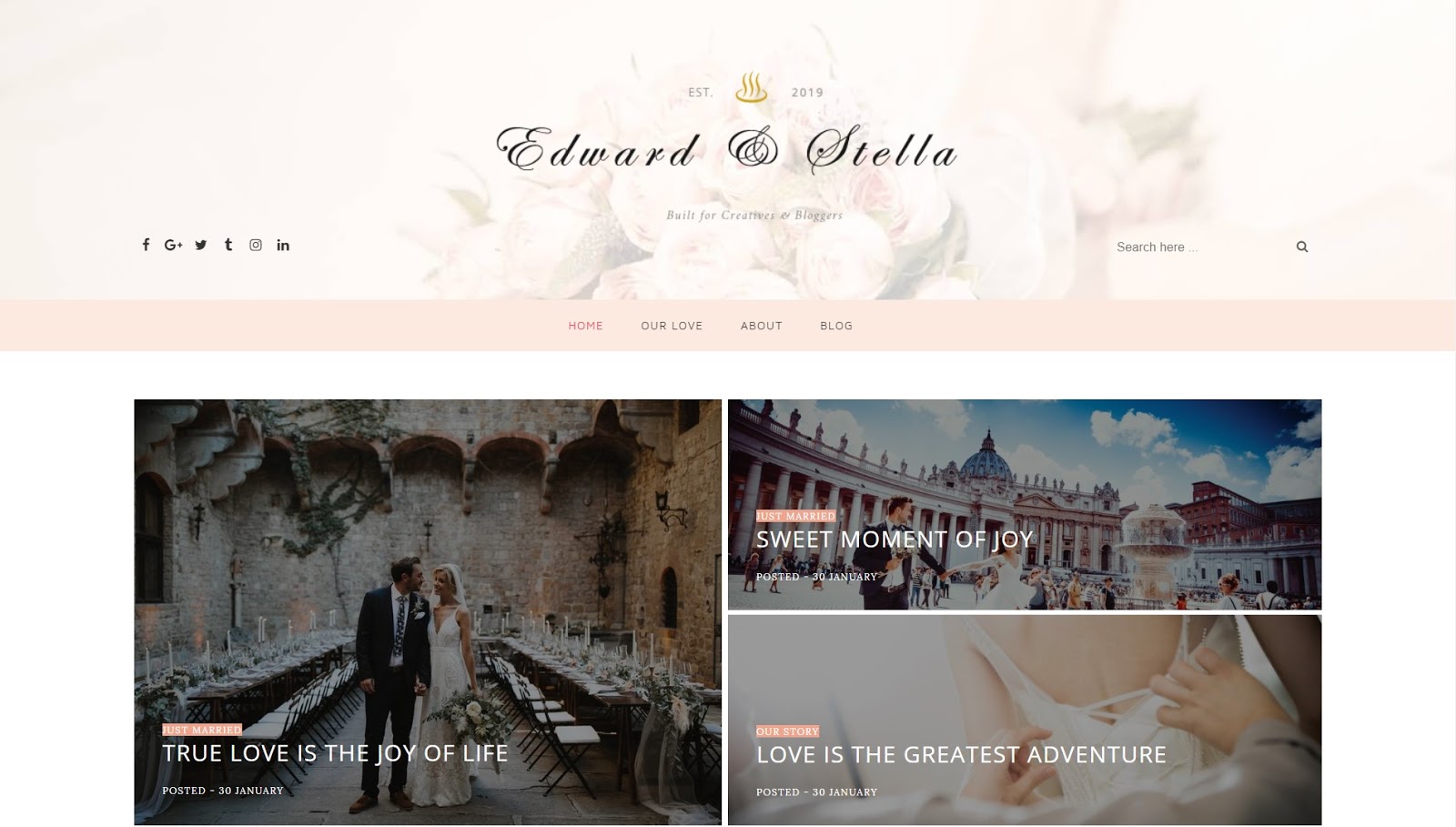 Edward & Stella - Best Wedding blogging Blogger Template