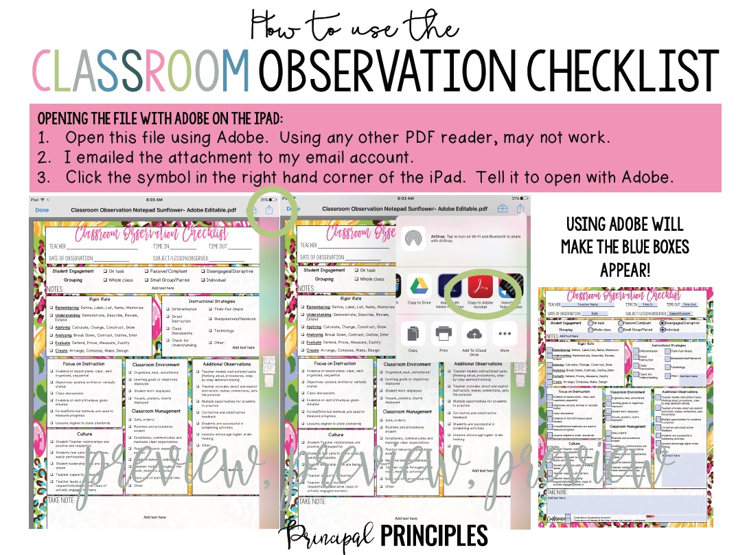 Classroom Observation ChecklistDigital Resources Principal Principles