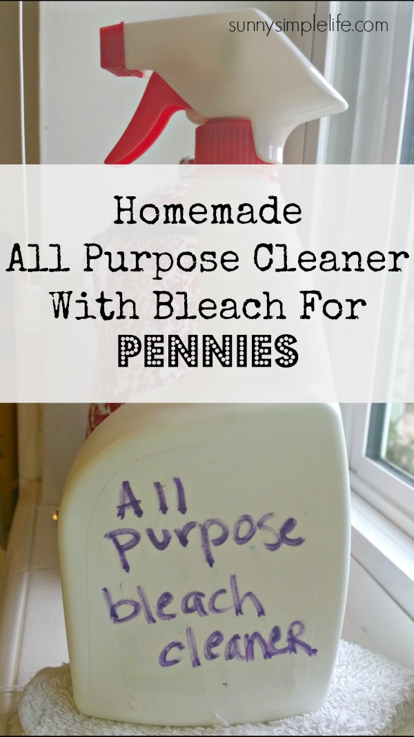 Sunny Simple Life Homemade All Purpose Cleaner With Bleach For Pennies