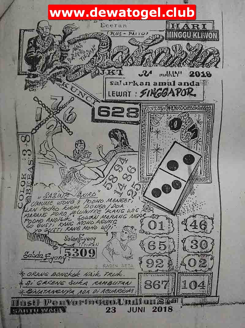 Prediksi Togel Singapura Minggu 24 Juni 2018 Syair Kode Dewa Togel