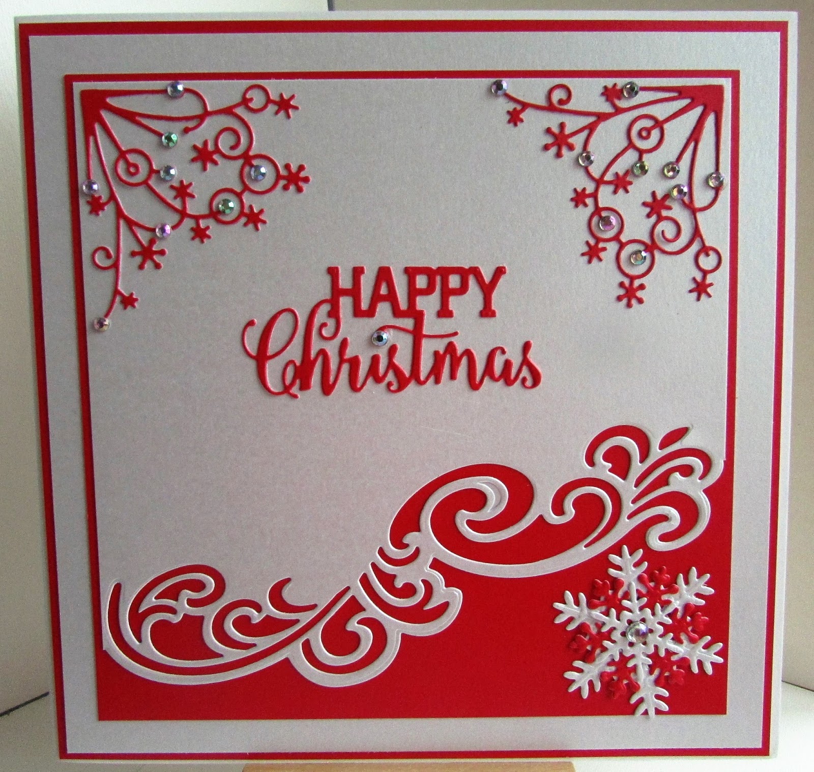 Lizzies craft space Die Cut Christmas Card  Red