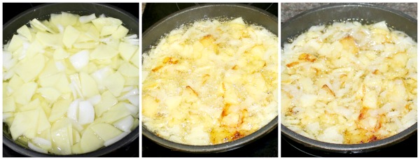 Receta de tortilla de patatas con cebolla, paso a paso y con fotografías