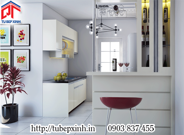 mẫu thiết kế bếp hiện đại và tinh tế tủ bếp I song song có quầy bar