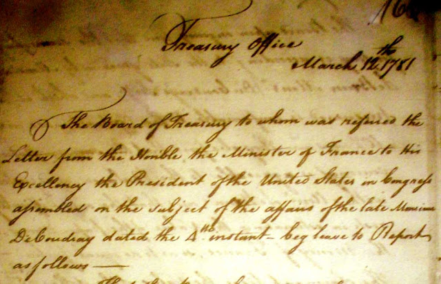 March 12, 1781 Treasury letter referring to Samuel Huntington as President of the United States in Congress Assembled - www.samuelhuntington.org