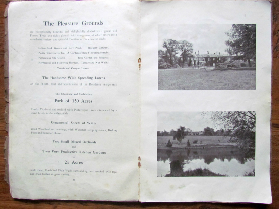 Photograph of pages from the 1921 auction brochure for Camfield Place, part of The Peter Miller Collection