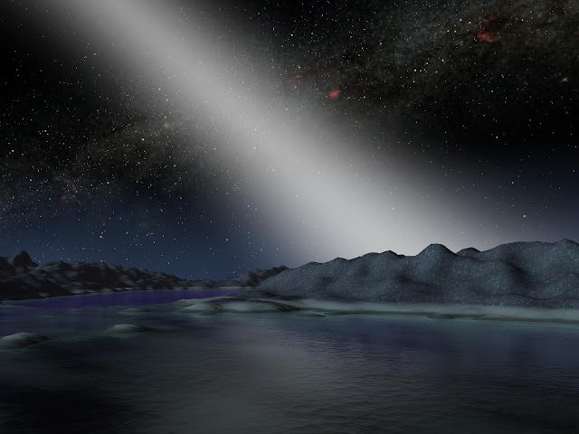 Artist’s impression of the view of the Zodiacal Light from hypothetical planet around star HD 69830