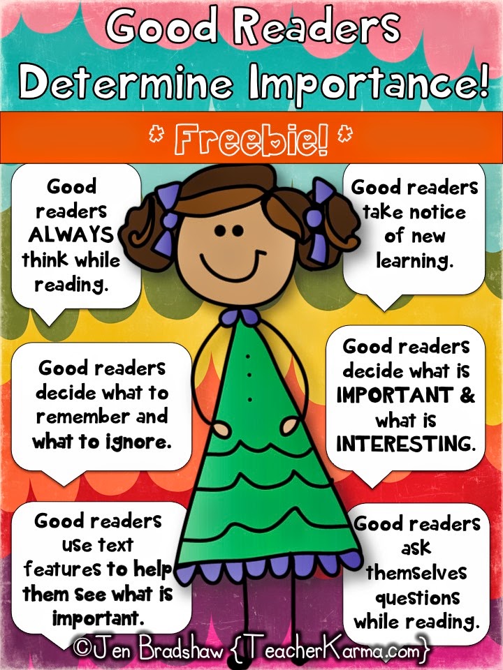 Determining importance lessons for improving comprehension ~ FREE!  TeacherKarma.com