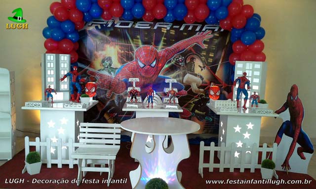 Decoração de mesa de aniversário infantil tema Homem Aranha - Jacarepaguá RJ
