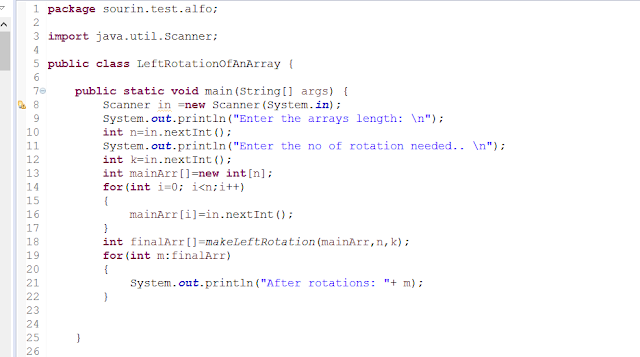Welcome to the JAVA WORLD!!!: Write a program in JAVA to left rotate of ...