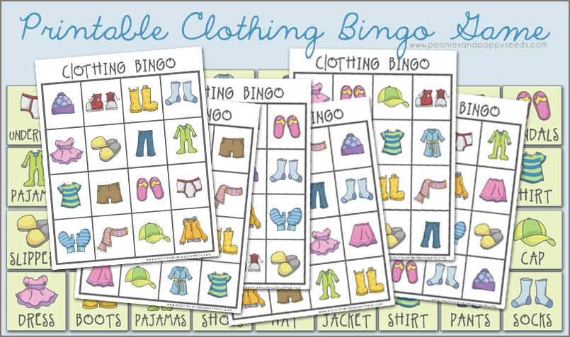 Clothing Bingo Free Printable
