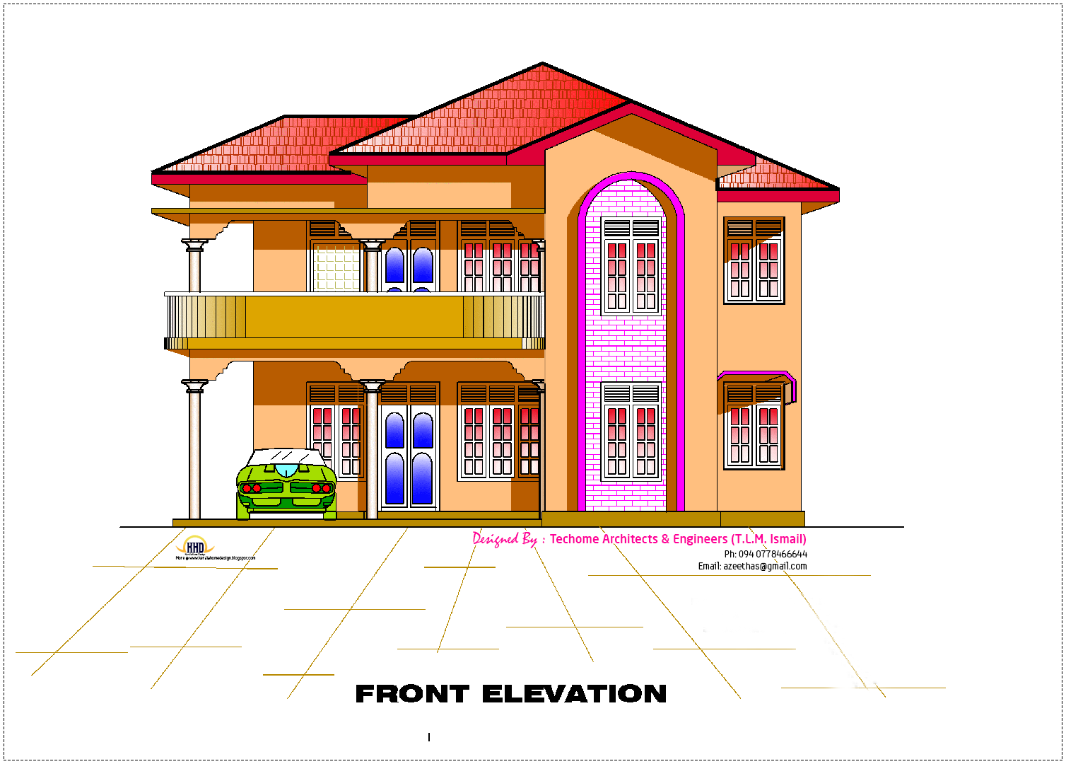 2d elevation and floor plan of 2633 sq.feet | House Design Plans