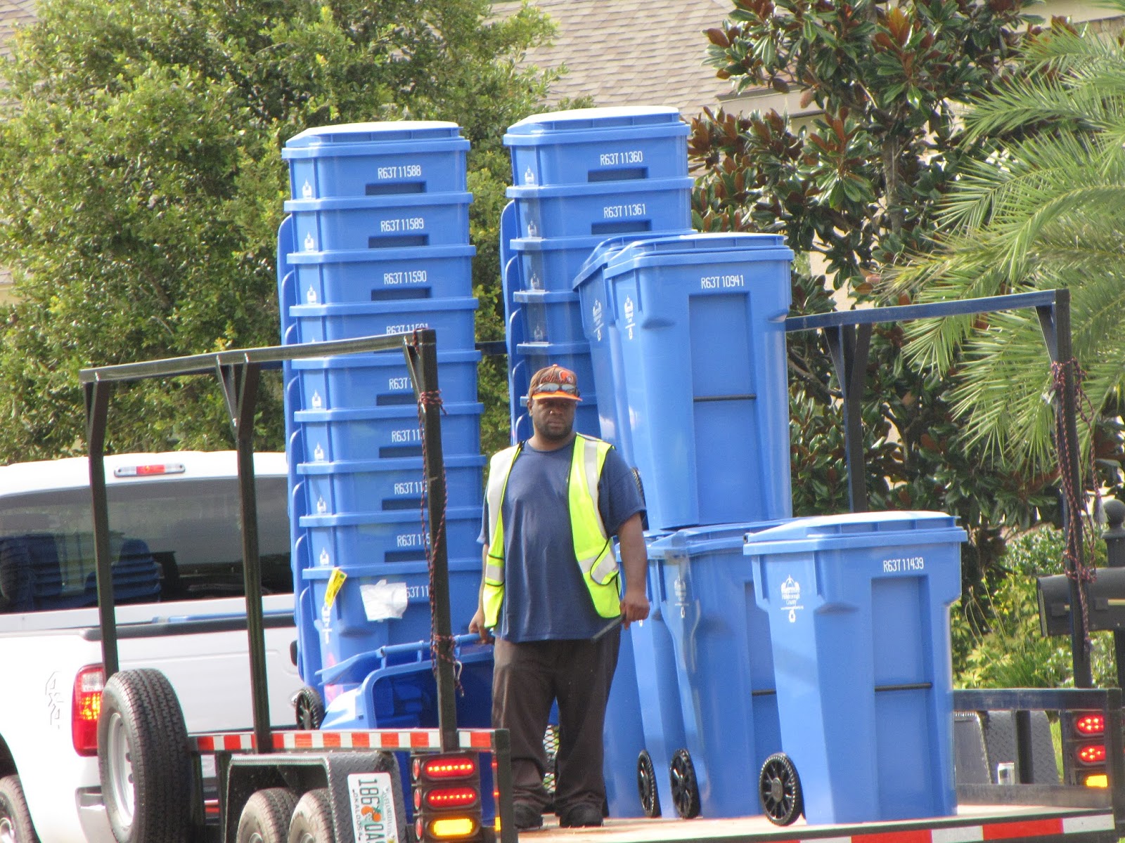 Smiling Sally Blue Monday Blue Recycling Bins