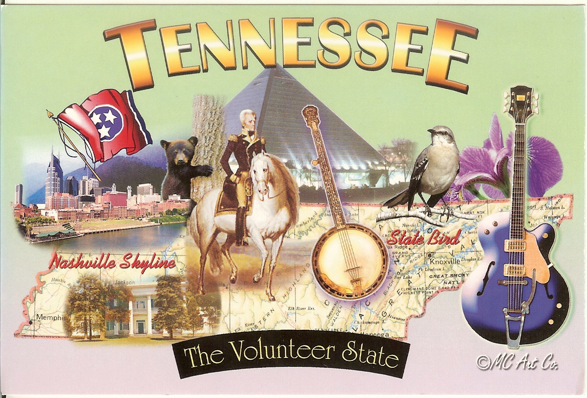 Postcards from States Tennessee map card