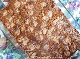 Cinnamon Biscoff Gingerbread Squares, a Gingerbread cookie crust with a chewy center and biscoff cookie topping | Recipe developed by www.BakingInATornado.com | #recipe #Thanksgiving #dessert