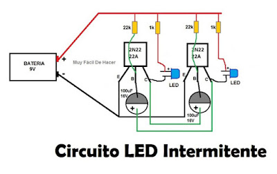 General válvula casamentero Luz intermitente con transistores 2N2222A | Proyectos de Electrónica