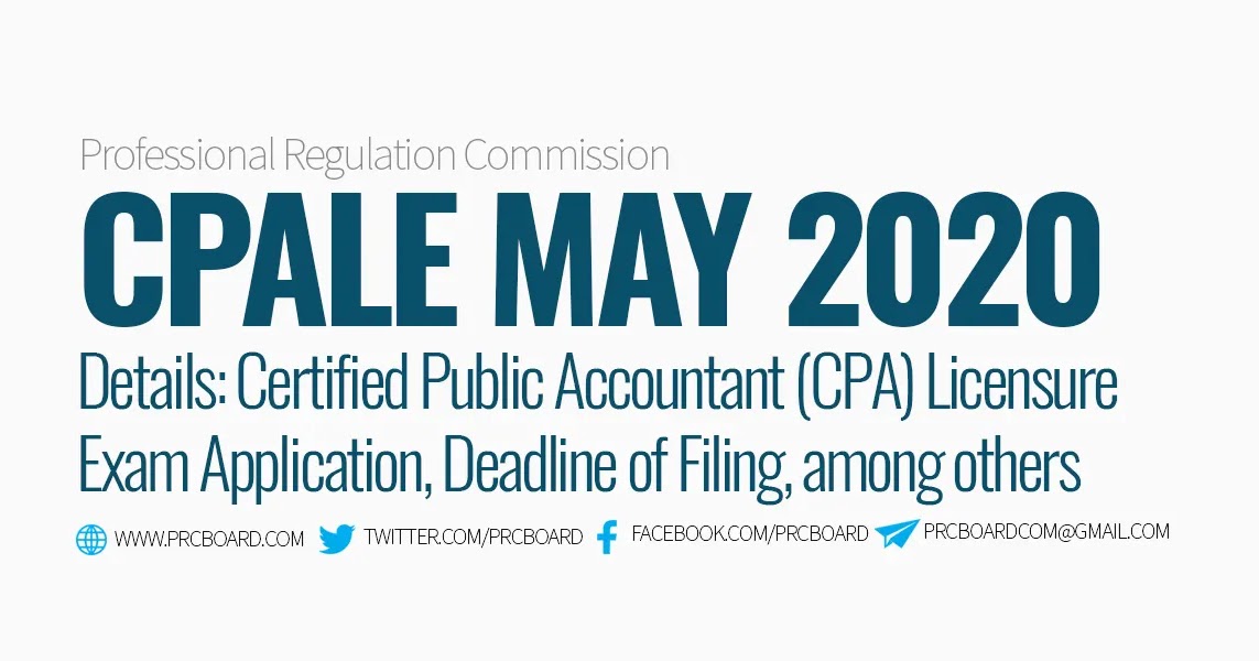 ONLINE APPLICATION: May 2020 CPA Accountancy Board Exam Schedule