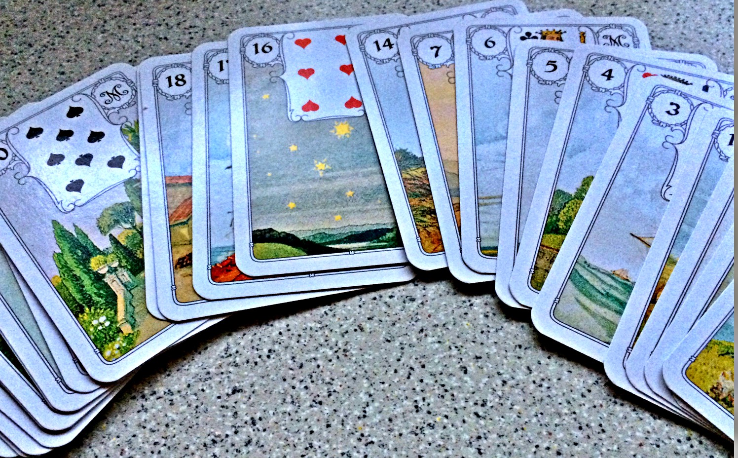 Five cards layout with Lenormand card
