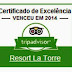 La Torre Resort de Porto Seguro-BA recebeu certificado de excelência 2014 do Tripadvisor